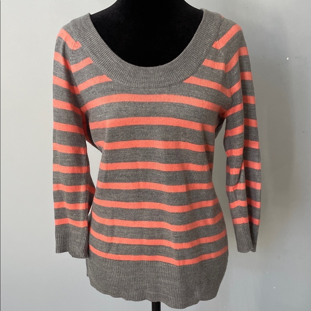 Striped Gray and Peach  Women's Sweater size xs